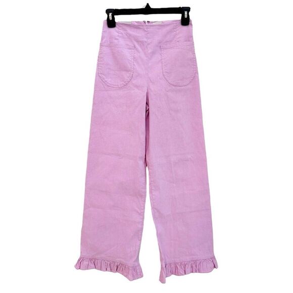 Anthropologie Colette Magic Fabric Ruffled Crop Wide-Leg Pants Maeve Womens 25 - Picture 2 of 11